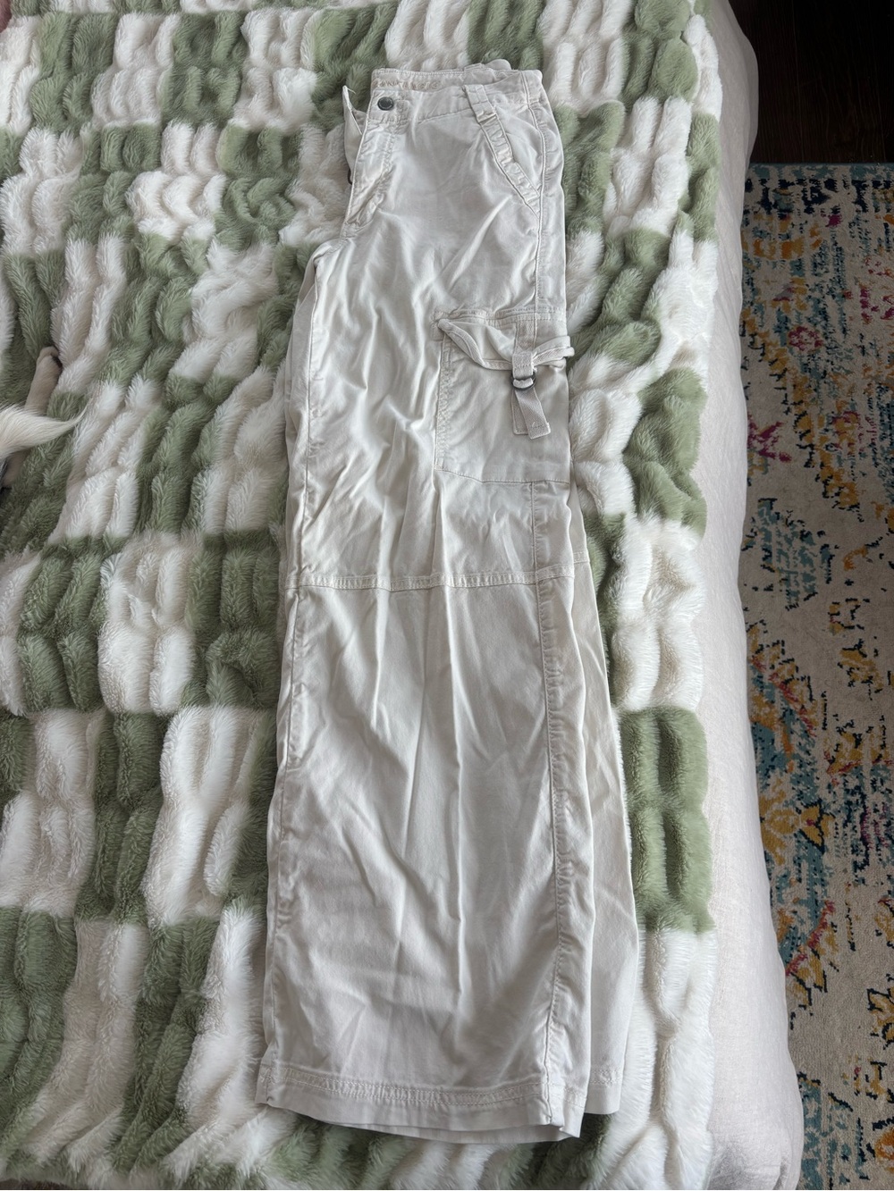 American Eagle Outfitters Cream Wide Leg Cargo Pants